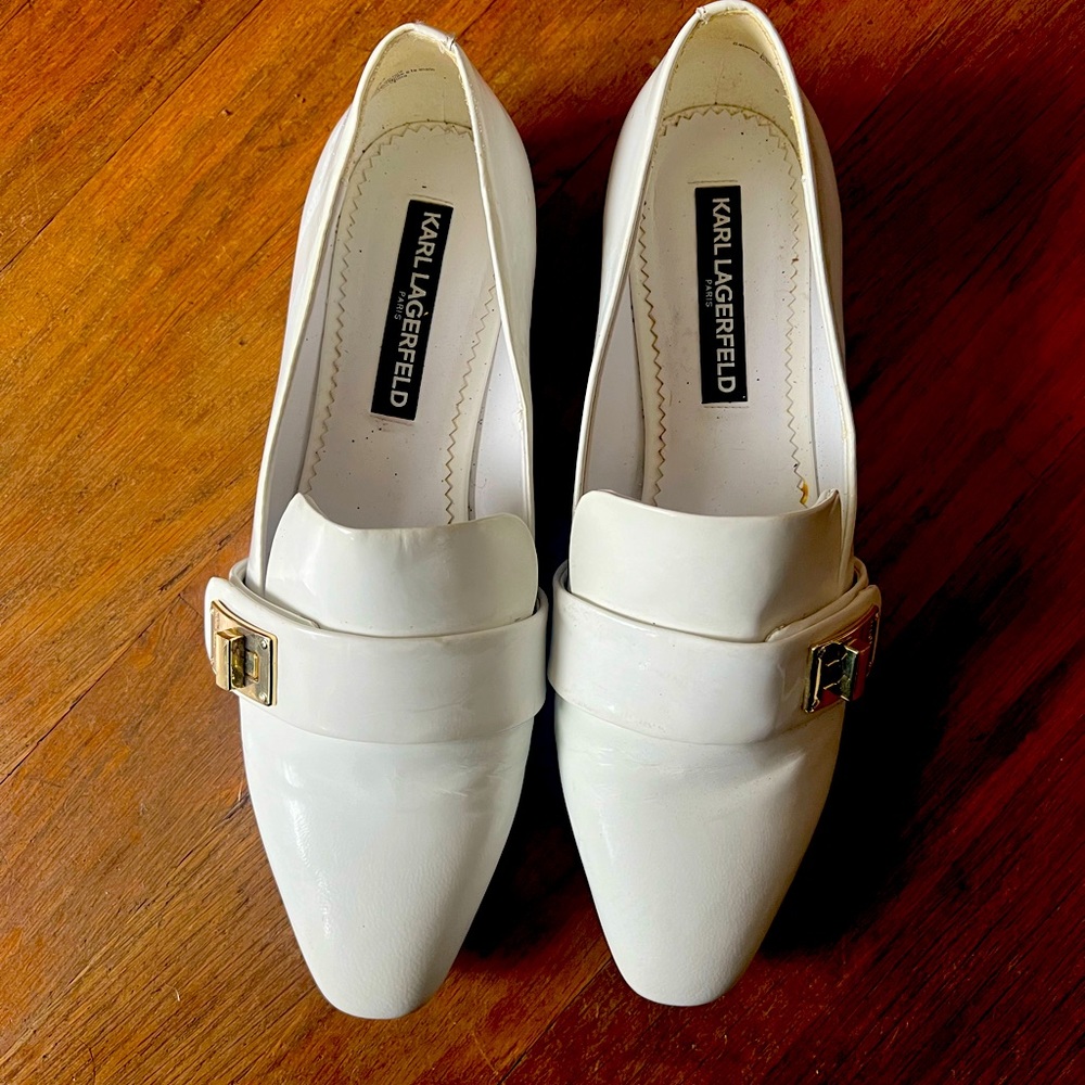Karl Lagerfeld White Loafers
